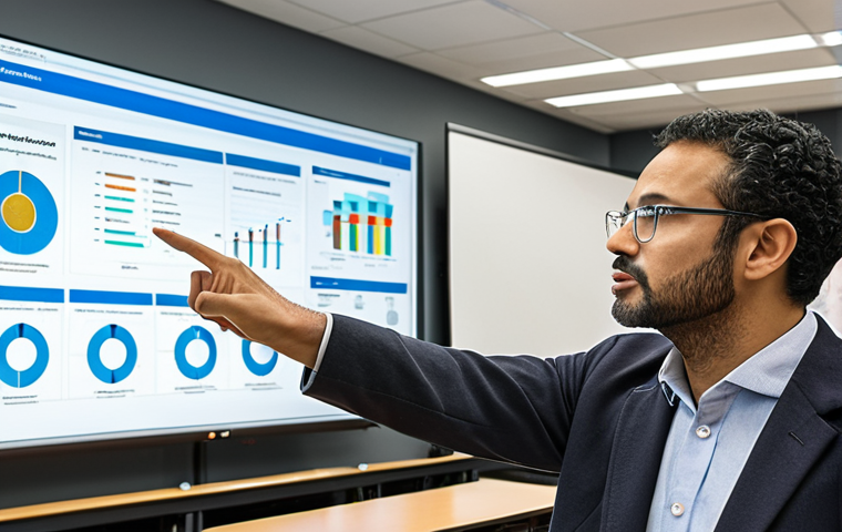 ** A professor using OER in a university lecture, showcasing modern research. The setting should be a bright, engaging classroom with diverse students actively participating. The professor is pointing to a dynamic display of research data visualized through a modern interface.

**